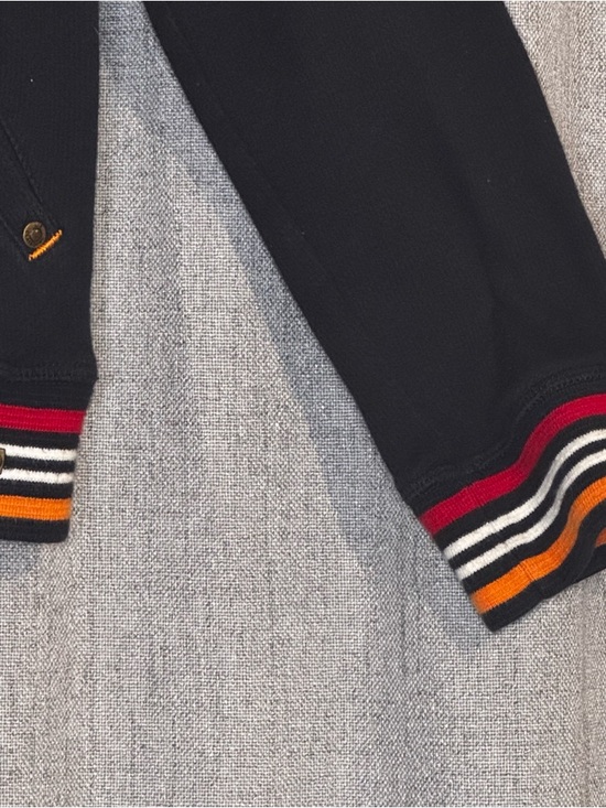 Vintage Liz Claiborne Varsity Jacket Navy Striped Trim Bomber Small 90s - Picture 8 of 13